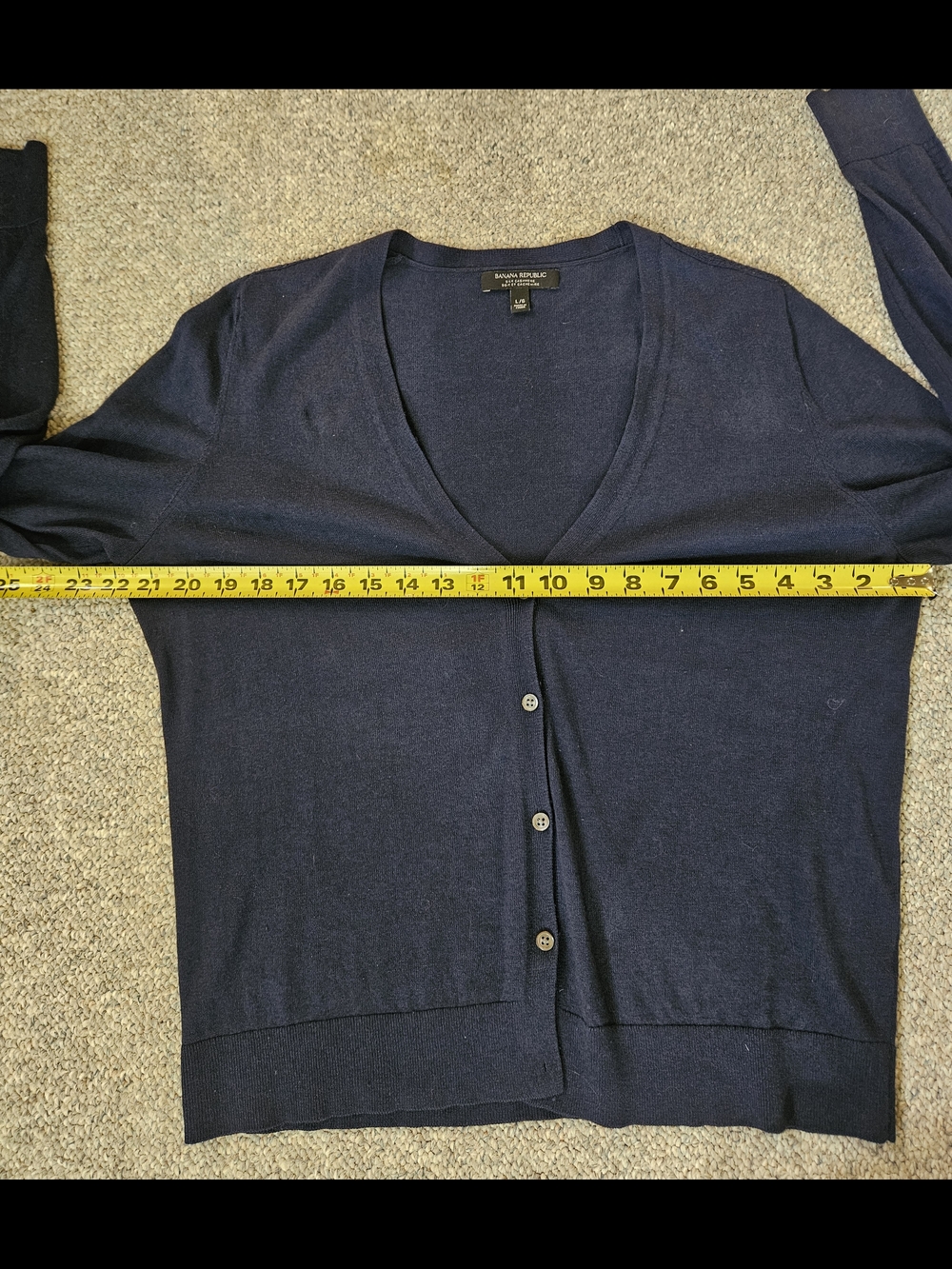 Banana Republic Navy Blue V-Neck Button Cardigan